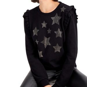 INC Ruffled Star Sweatshirt X-Small Deep Black NWT